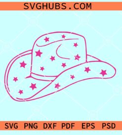 Star Print Cowboy Hat SVG, cowboy hat svg, pink cowboy hat SVG