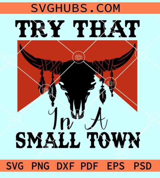 Try that in a small town bull skull SVG, Jason Aldean Bull Skull SVG, Song Lyrics Jason Aldean SVG