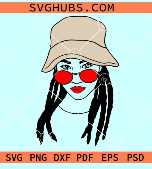 Woman with dreadlocks and hat SVG, locked woman SVG