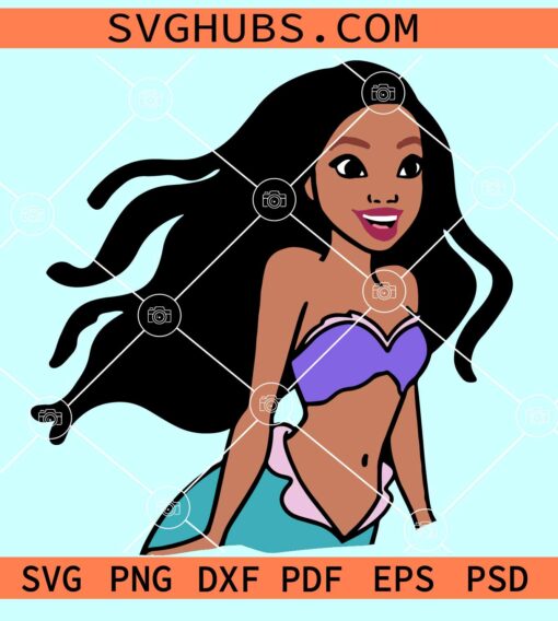 Black Little mermaid SVG, black Ariel SVG, The Little Mermaid African SVG