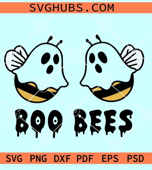 Boo Bees Ghost Halloween SVG, Boo Bees SVG, Ghost bees SVG, Halloween Bees SVG