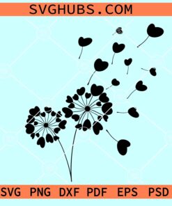 Dandelion Hearts SVG, Valentine SVG, spread love dandelion SVG