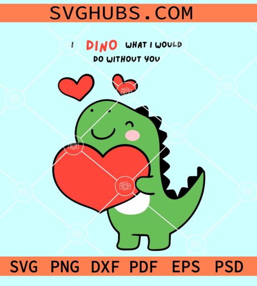 Dinosaur with heart SVG, Dinosaur Valentine SVG, Dinosaur love SVG