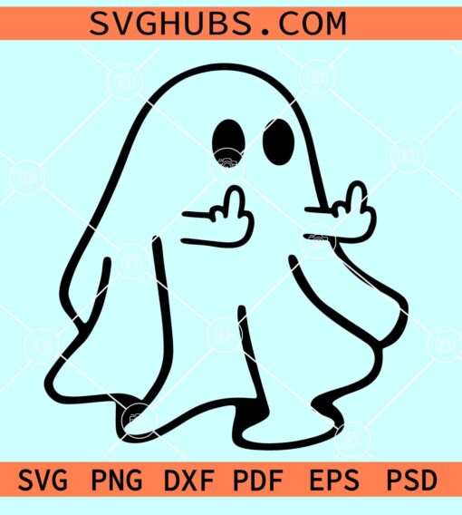 Ghost middle finger SVG, funny Halloween SVG, Halloween ghost SVG PNG