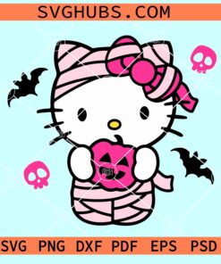 Halloween Mummy Hello Kitty SVG, pink mummy Halloween SVG, Hello Kitty mummy SVG