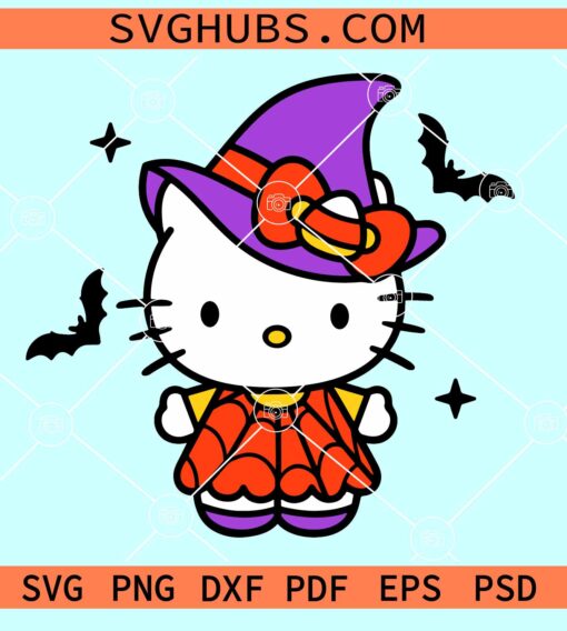 Hello Kitty Halloween Witch SVG, Hello Kitty Witch SVG, Hello Kitty Halloween SVG