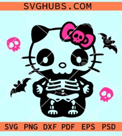 Hello Kitty Halloween skeleton SVG, Halloween Kitty SVG