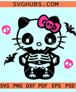 Hello Kitty Halloween skeleton SVG, Halloween Kitty SVG