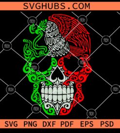 Mexican skull SVG, Calavera Mexicana con Aguila svg, Mexico Skull svg