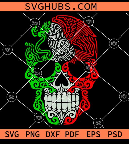 Mexican skull SVG, Calavera Mexicana con Aguila svg, Mexico Skull svg