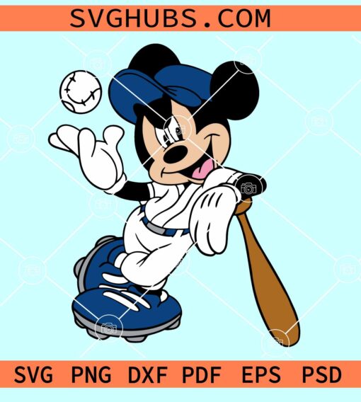 Mickey with baseball SVG, Baseball mouse clipart SVG, Disney sport SVG