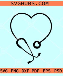 Stethoscope Heart SVG, Stethoscope Heart shape SVG, nurse Stethoscope SVG