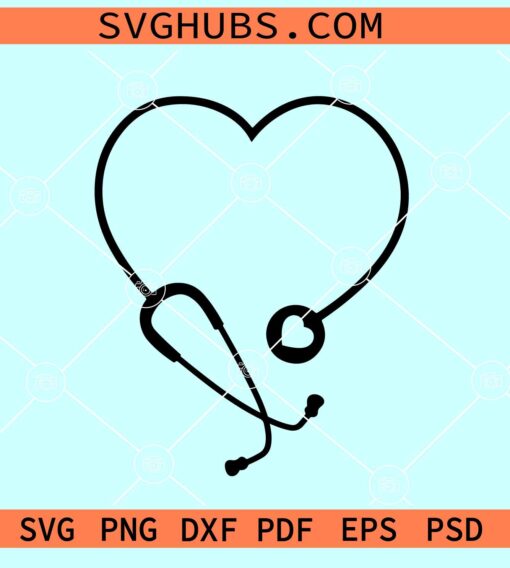 Stethoscope Heart SVG, Stethoscope Heart shape SVG, nurse Stethoscope SVG