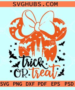 Trick or Treat Minnie Mouse SVG, Halloween Minnie Mouse SVG