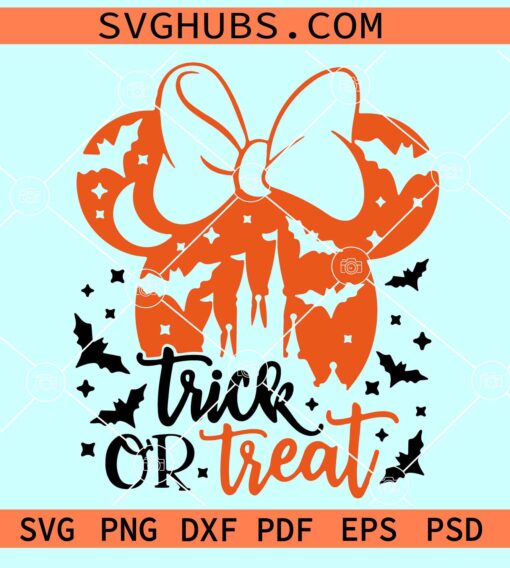 Trick or Treat Minnie Mouse SVG, Halloween Minnie Mouse SVG