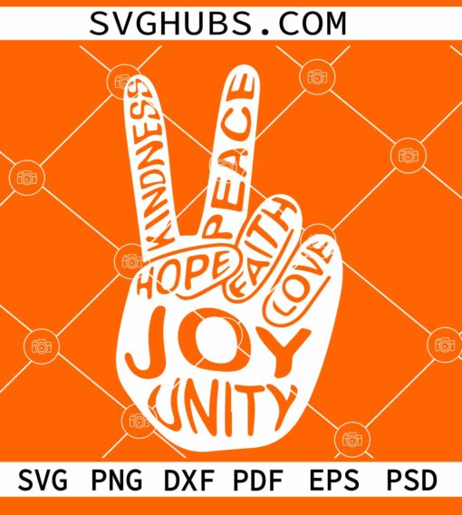 Unity day peace sign SVG, Unity Day 2023 SVG, Anti Bullying Peace Hand Sign Language SVG