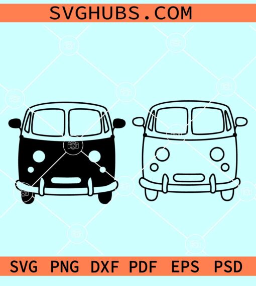 Volkswagen Hippie bus SVG, camping van SVG, VW retro SVG