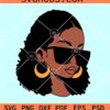 Afro woman with sunglasses and earrings SVG, Afro woman SVG, Hoop earrings SVG