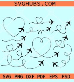 Airplane path bundle SVG, Airplane path SVG, Plane route SVG, Travel love SVG