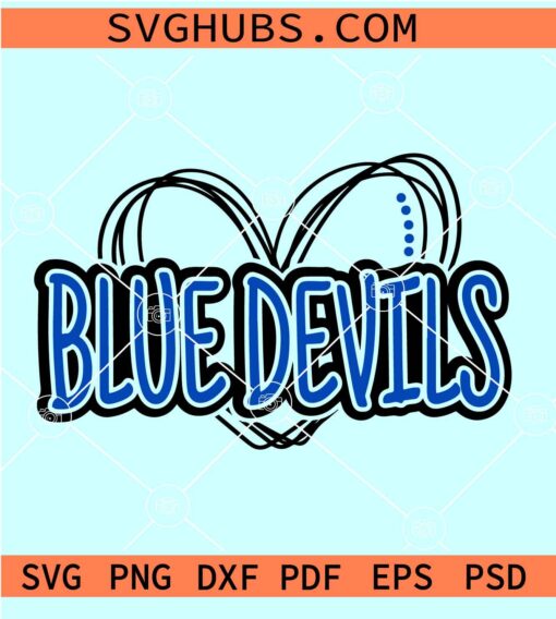 Blue Devils heart SVG, Duke University Blue Devils SVG, Blue Devils Football Team SVG