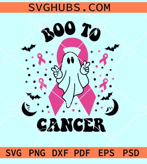 Boo to cancer SVG, Cancer Halloween SVG, Breast Cancer Awareness Svg, Halloween Breast Cancer Svg