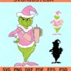 Bougie Grinch SVG, Grinch Christmas Stanley and Bag SVG, Grinch with Coffee mug SVG