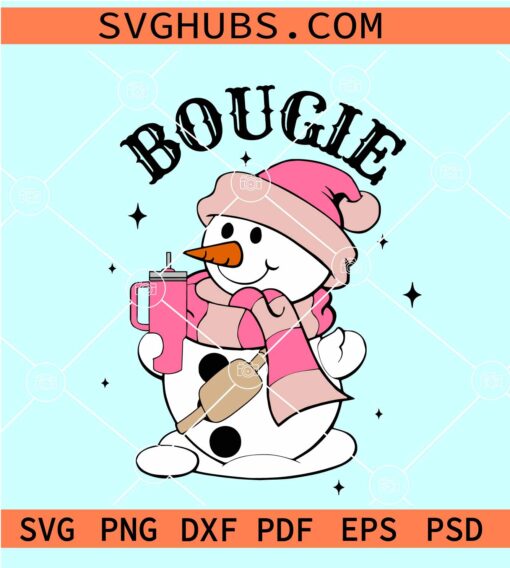 Bougie Snowman SVG, Christmas Bougie Snowman SVG, Stanley Tumbler And Bag SVG