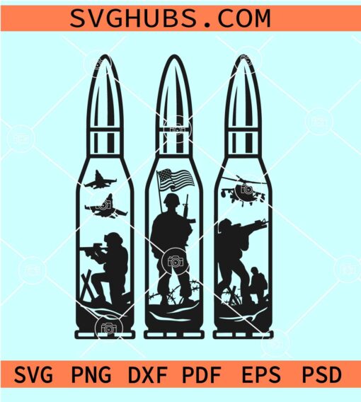 Bullet Soldier Scene SVG, American Troops Svg, Bullet Svg, Veterans Day SVG