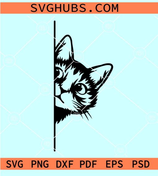 Cute Peeking Cat SVG, Peekaboo kitten SVG, vertically peeking cat SVG, black cat SVG
