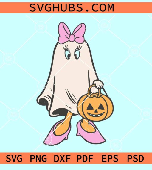 Daisy duck Ghost Halloween SVG, Daisy duck Ghost Halloween Pumpkin SVG, Disney Halloween svg