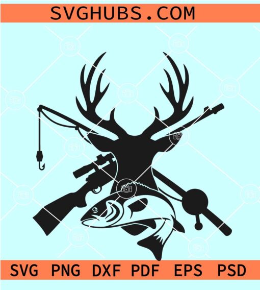 Fish and deer hunting SVG, deer head SVG, fish duck fish SVG, hunting shirt SVG, Fathers day SVG