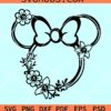 Floral mickey head SVG, Mickey mouse floral SVG, Mickey with flowers SVG
