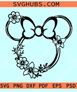 Floral mickey head SVG, Mickey mouse floral SVG, Mickey with flowers SVG