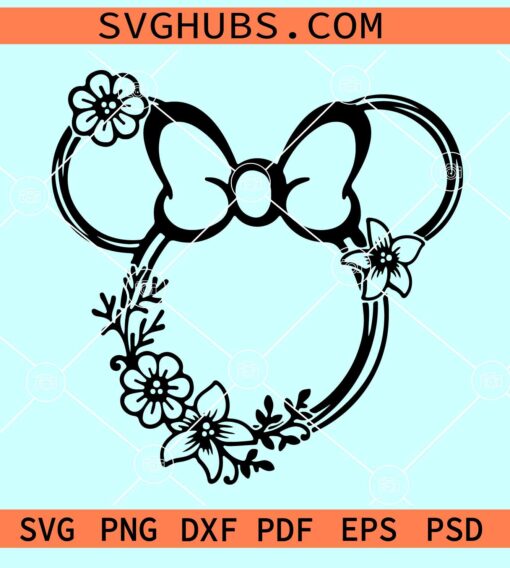 Floral mickey head SVG, Mickey mouse floral SVG, Mickey with flowers SVG