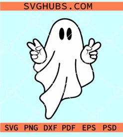 Ghost peace sign SVG, Hot ghoul Halloween SVG, Halloween ghost SVG, cute ghost SVG