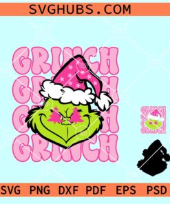 Grinch face Preppy SVG, Pink Grinch svg, Christmas Grinch Png, Preppy Grinch Png