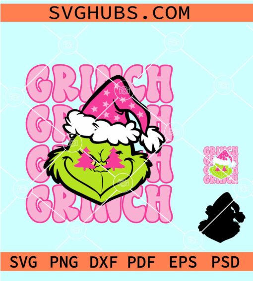 Grinch face Preppy SVG, Pink Grinch svg, Christmas Grinch Png, Preppy Grinch Png