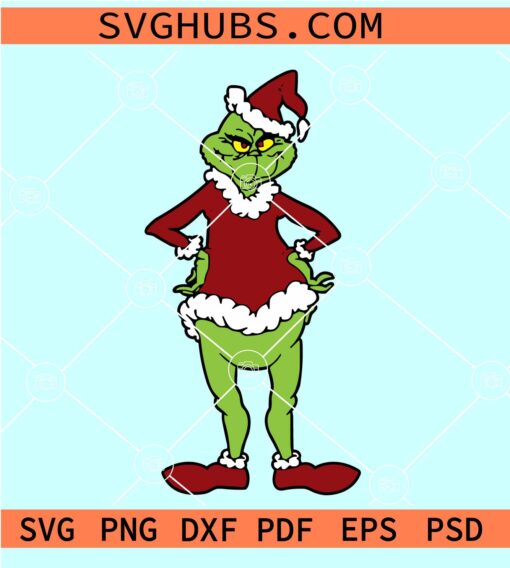 Grinch standing SVG, Grinch Santa hat SVG, Funny Grinch SVG, Grinch SVG