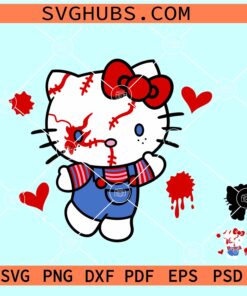 Hello Kitty Chucky face SVG, Kitty Chucky SVG, Horror Kitty SVG, Kitty Halloween SVG