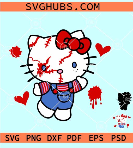 Hello Kitty Chucky face SVG, Kitty Chucky SVG, Horror Kitty SVG, Kitty Halloween SVG