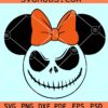 Jack Skellington Minnie Mouse ears SVG, Minnie Head Halloween SVG, Nightmare Before Christmas SVG