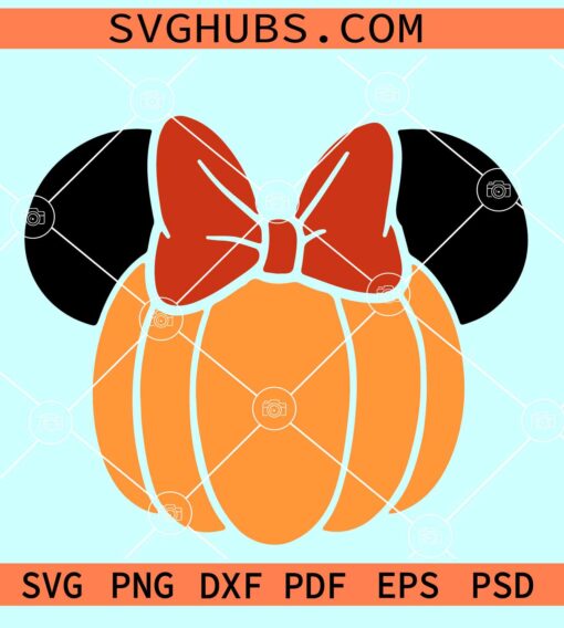 Minnie Mouse Pumpkin Head SVG, Minnie Pumpkin SVG, Disney Halloween SVG