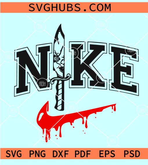 Nike Horror Movie Knife SVG, Swoosh Scream SVG, Nike Halloween horror SVG