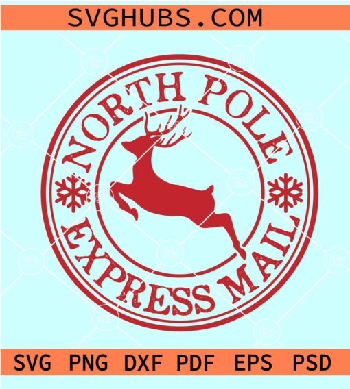 North Pole Express Mail SVG, North Pole Postmark Stamp Svg, Santa Sack Svg, Santa Mail Svg