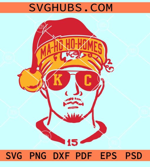 Patrick Mahomes with Christmas hat SVG, Mahomes Christmas SVG