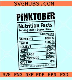 Pink October Nutrition Facts SVG, Cancer Survivor svg, Breast Cancer svg