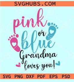 Pink or Blue Grandma loves you SVG, Boy or girl svg, Pink or blue gender reveal svg