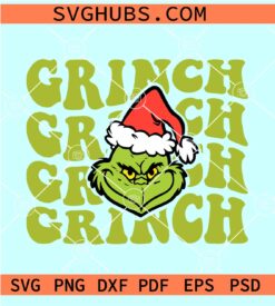 Retro wavy Grinch face SVG, Funny Grinch Face SVG, Christmas Grinch Face SVG