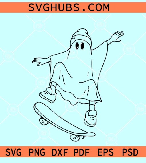 Skating ghost SVG, Ghost On Skateboard Svg, Skateboarding Ghost Svg