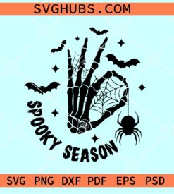 Spooky season SVG, Skeleton Hand SVG, Skeleton Hand Floral SVG, Halloween Season SVG